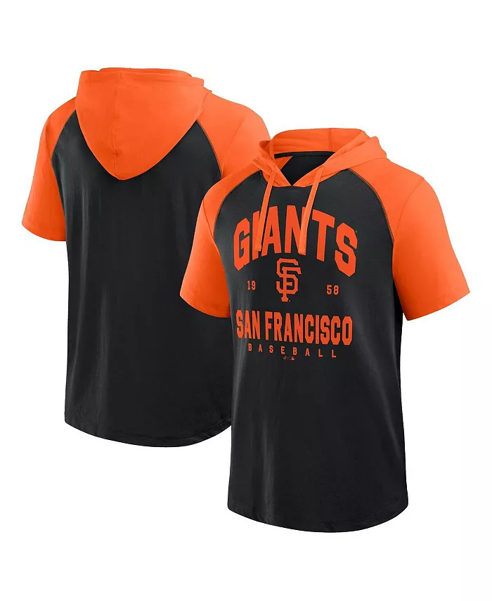 

Мужская черная футболка с коротким рукавом реглан San Francisco Prime Giants с капюшоном Fanatics