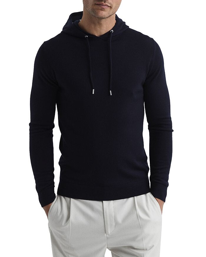 

Однотонное худи стандартного кроя REISS Holland из мериносовой шерсти, синий