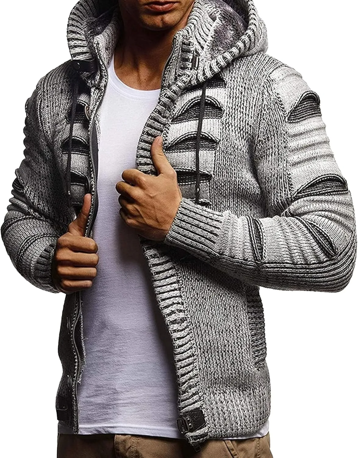 Мужской худи кардиган slim fit с длинными рукавами