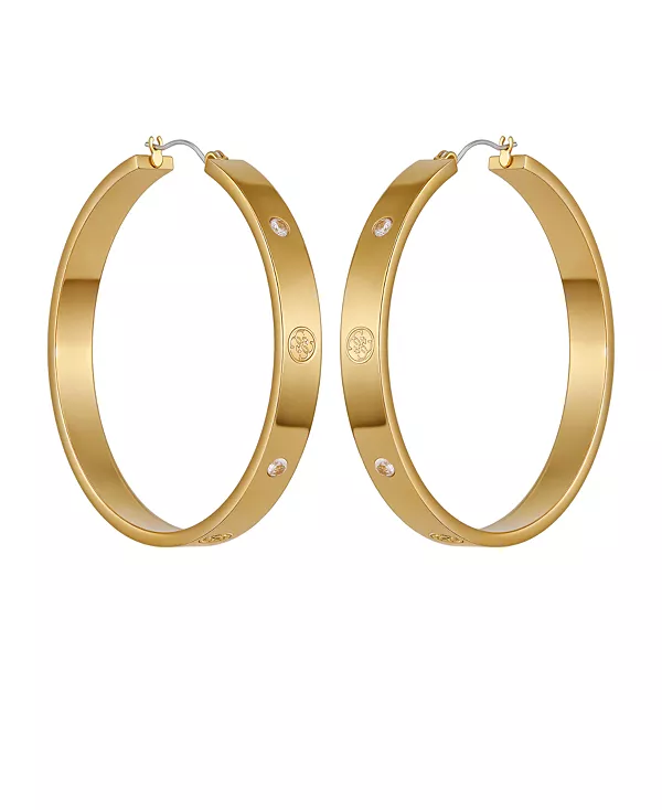 

Серьги-Кольца с логотипом из золота и серебра с кубическим цирконием Guess, gold
