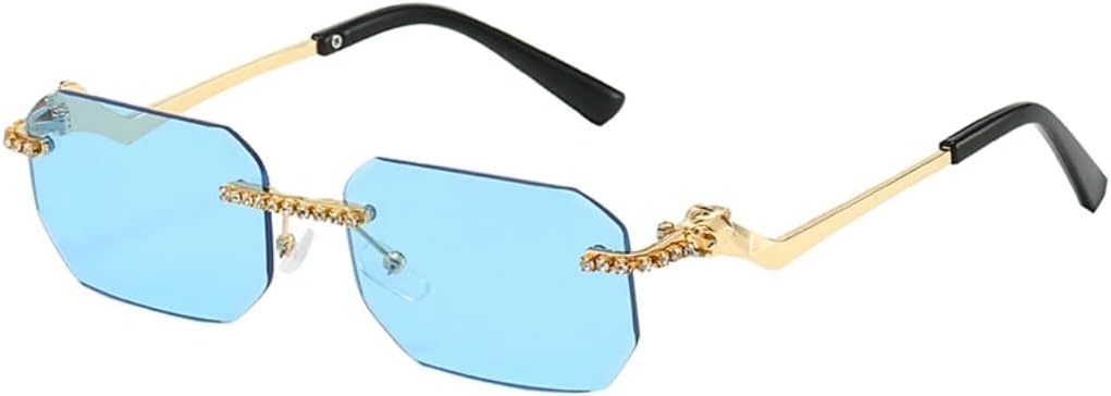 

Металлические квадратные солнцезащитные очки для женщин и мужчин. Изысканные, стильные, без оправы, для активного отдыха и путешествий, защита от УФ-излучения UV400 TVTBBVV, Lss007-1-c4