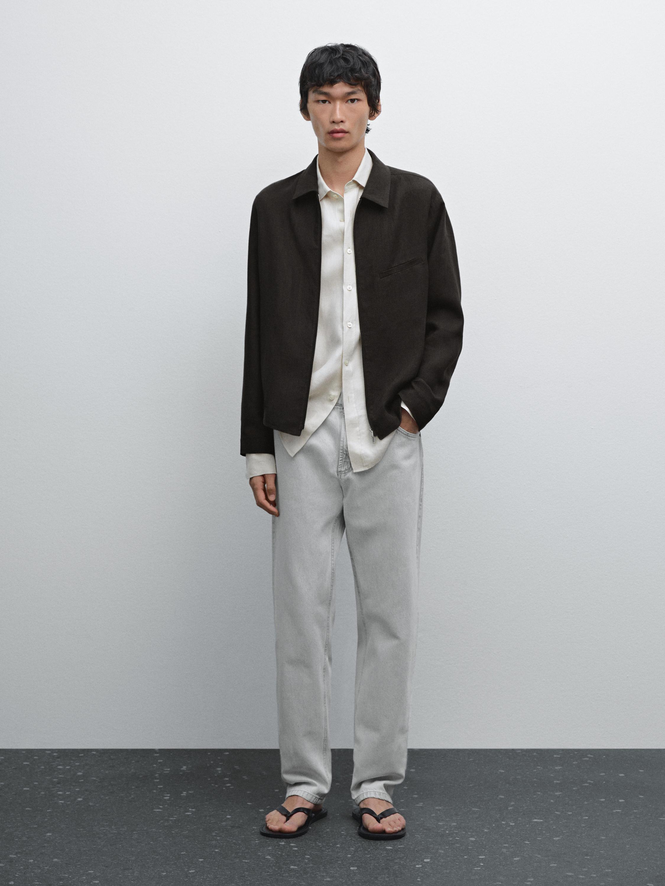 

Джинсы свободного кроя Massimo Dutti, антрацитово-серый