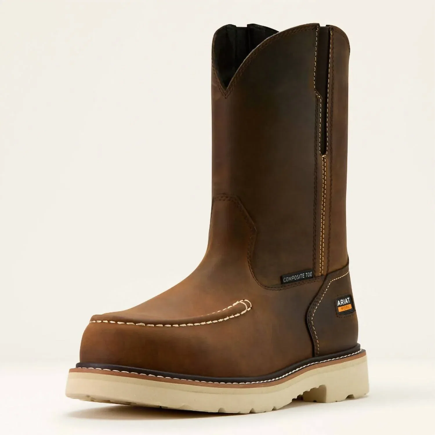 ARIAT Мужские рабочие ботинки Rebar Lift Pull On Moc Toe Composite Toe, широкая модель, цвет коричневый с эффектом потертости — фото 2