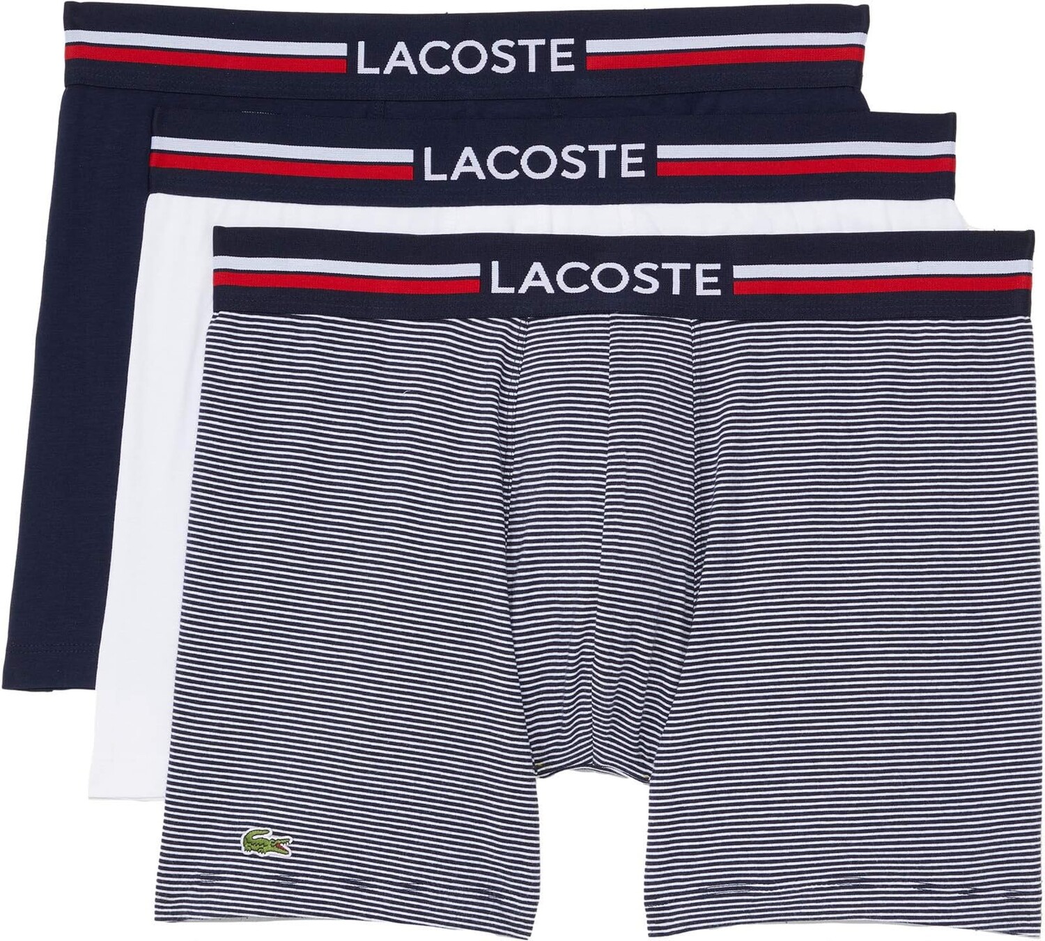 

Комплект из трех трусов-боксеров с французским флагом Iconic Lifestyle Lacoste, цвет Navy Blue/White