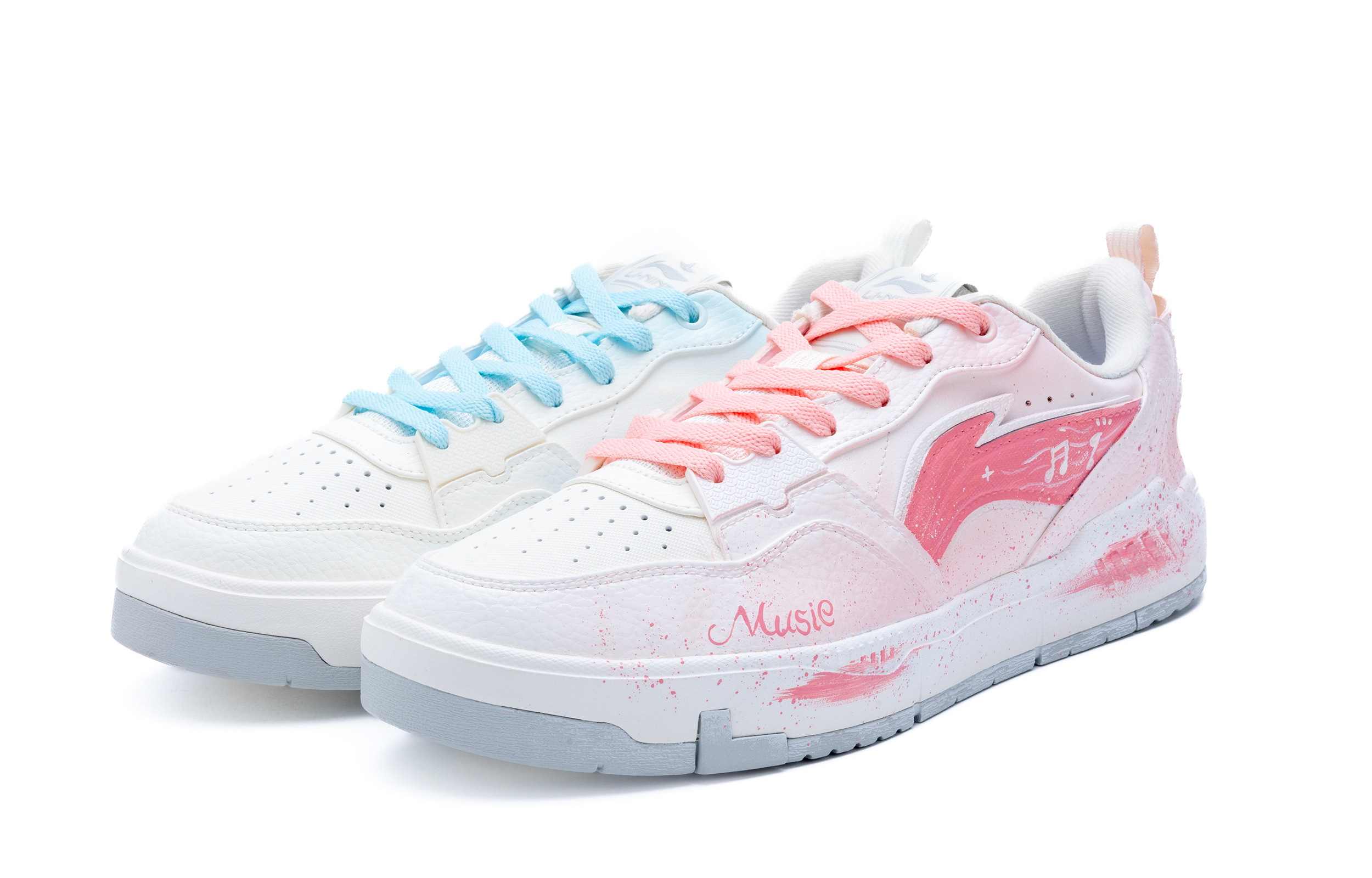 

LINING Скользостойкие противоскользящие кроссовки Yuan Chu для скейтбординга мужские синие и розовые непарные Mismatched