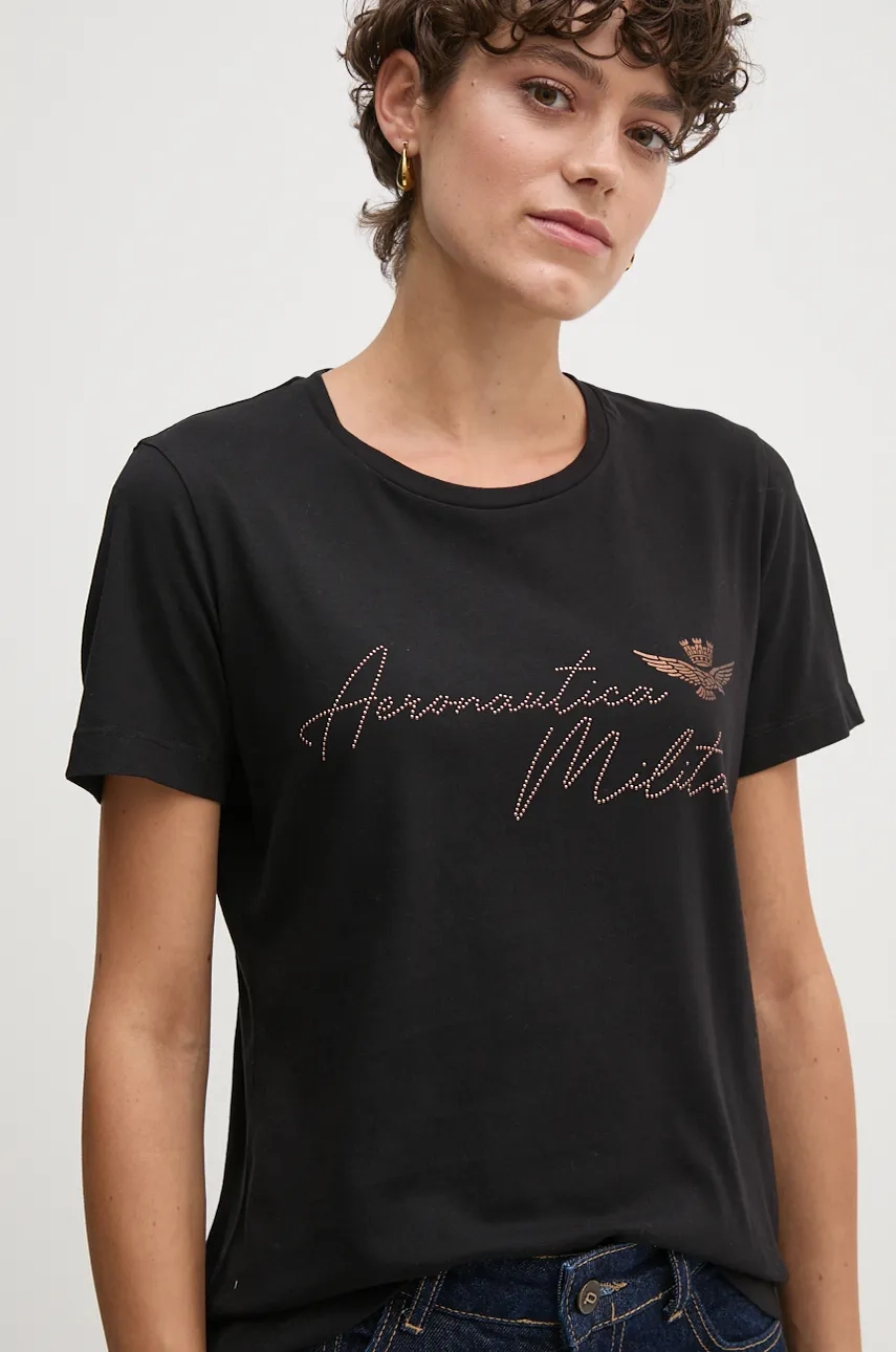 

Хлопковая футболка Aeronautica Militare, черный