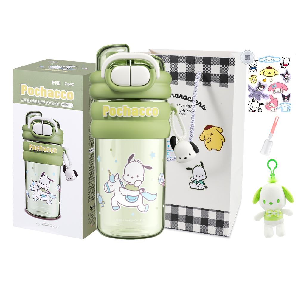 

Pacha Dogs Plastic Water Cups Sanrio, Pochacco Water Cup+Shopping Bag+Sticker Cup Brush+Doll