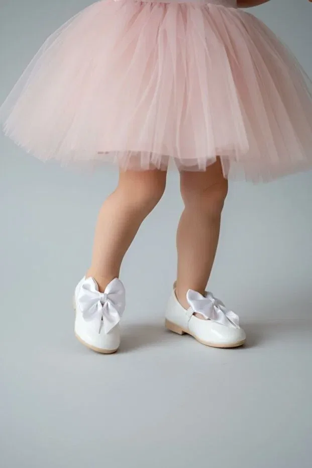 Детские балетки для девочек из кожи Tobai, White