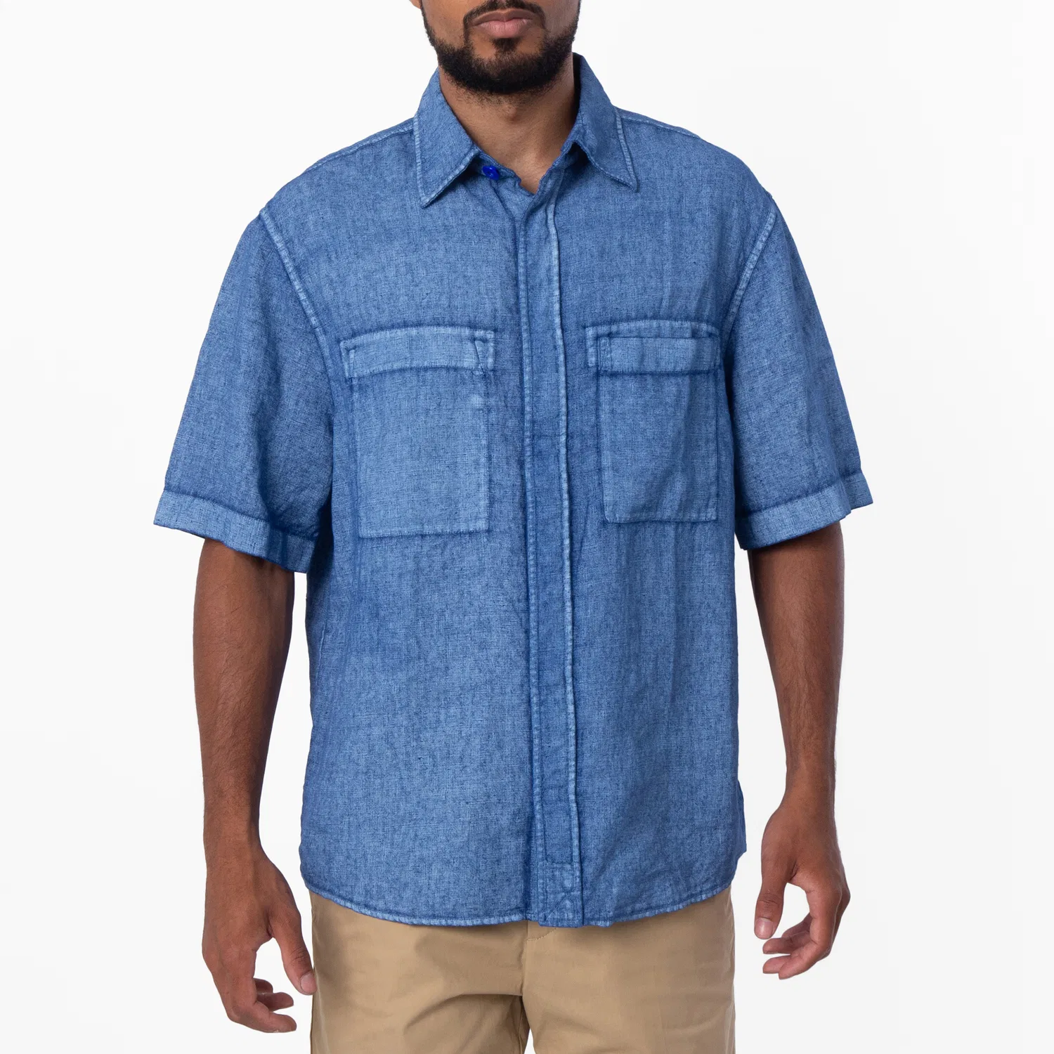 Рубашка с коротким рукавом из льна Short-Sleeved EKD Logo Linen Shirt Burberry, Knight