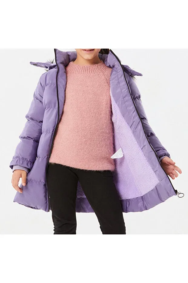 Детское пальто для девочек с капюшоном Irem Çocuk Giyim, Lilac — фото 2