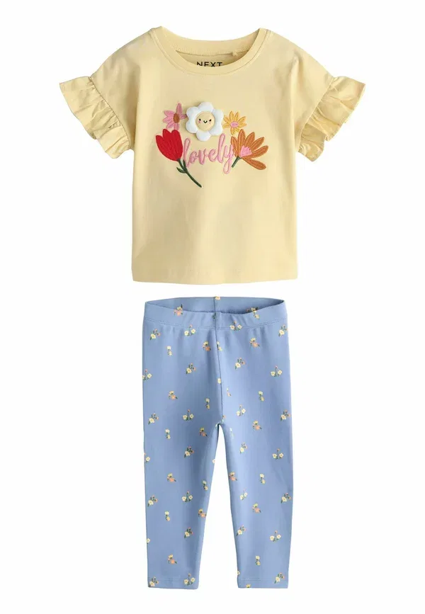 Комплект футболка и леггинсы с цветочной аппликацией Next yellow padded flower, желтый