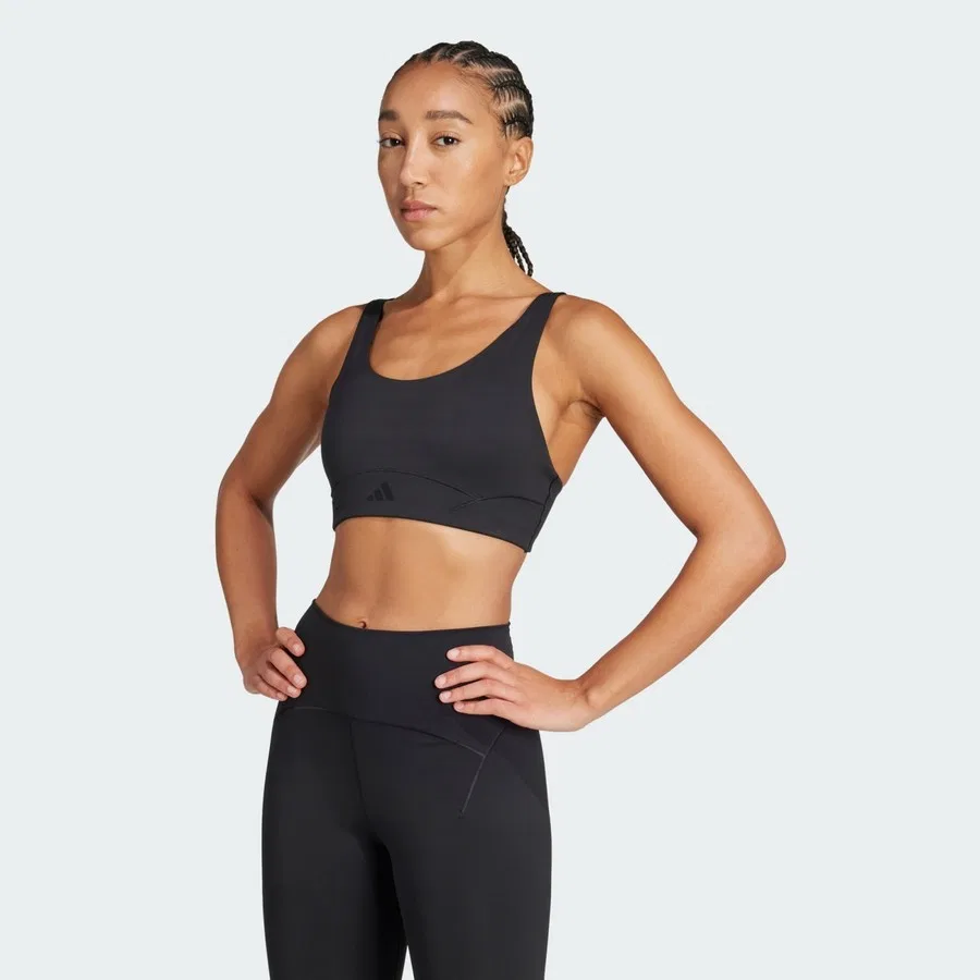 Спортивный бюстгальтер средней поддержки All Me Luxe adidas, Черный