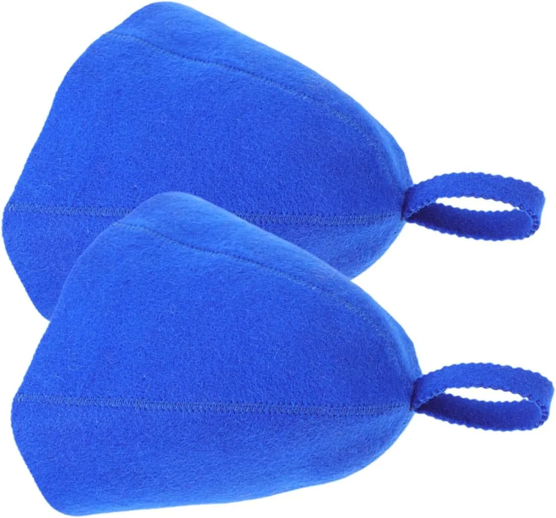 Шапочка для сауны из шерстяного войлока, 2 шт, Homoyoyo, 35x23x1 см, Синий