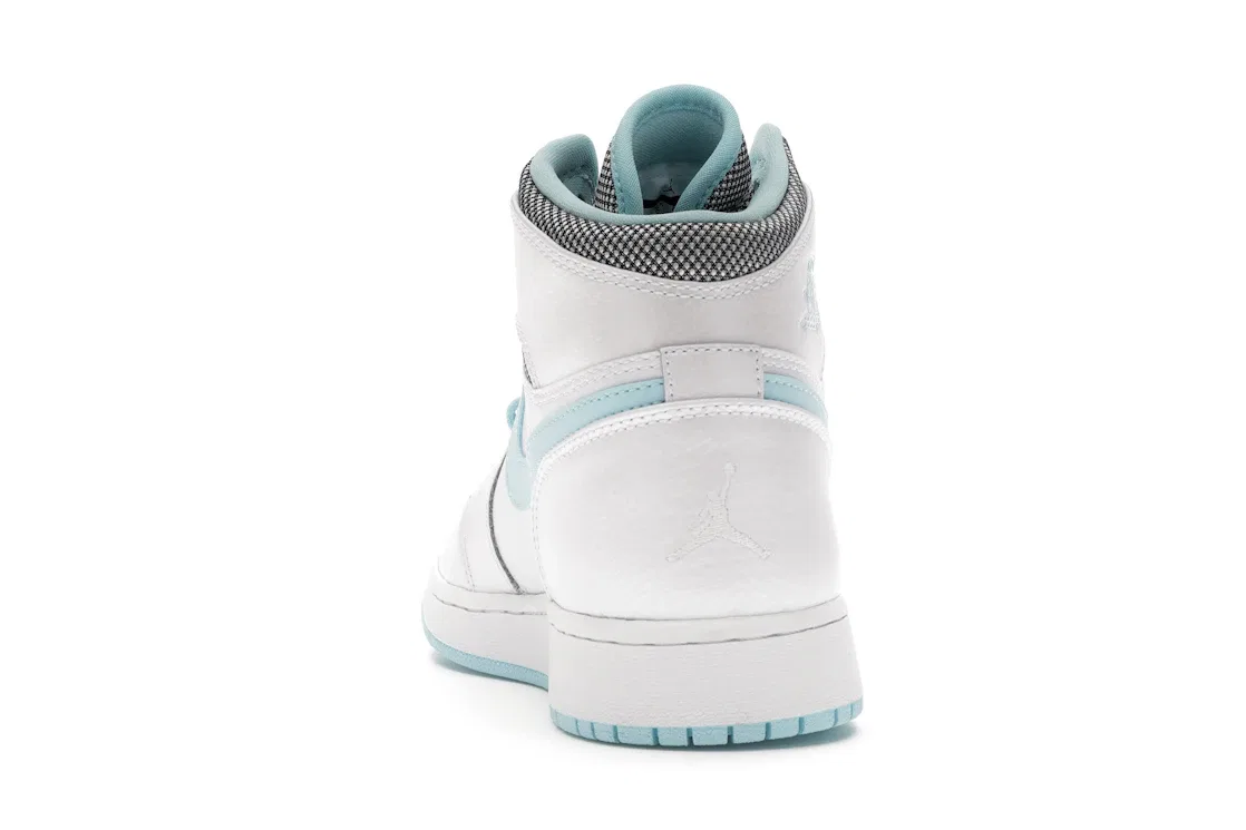 Детские кроссовки высокие с принтом Jordan 1 Retro High Jordan, White/White-Still Blue — фото 4