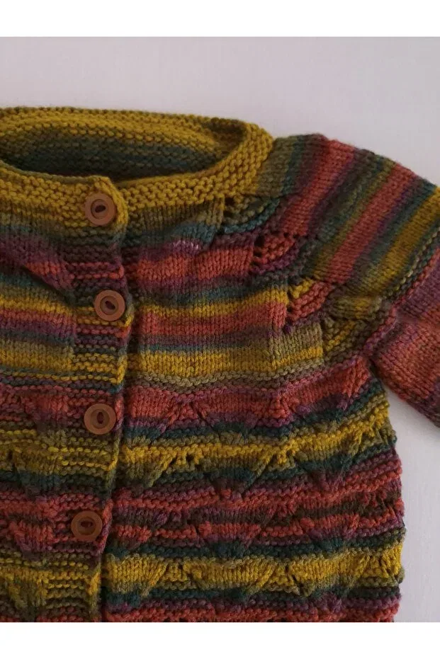 Детский кардиган для девочек хлопковый Hand Knitted Baby Cardigan Pina Hediyelik Aksesuar, Dark Brown — фото 3