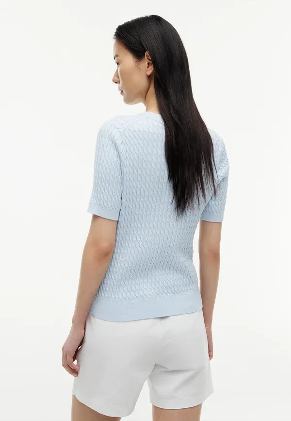 Футболка трикотажная Cable Fine Basic T-shirt Tommy Hilfiger, Breezy Blue, синий — фото 3