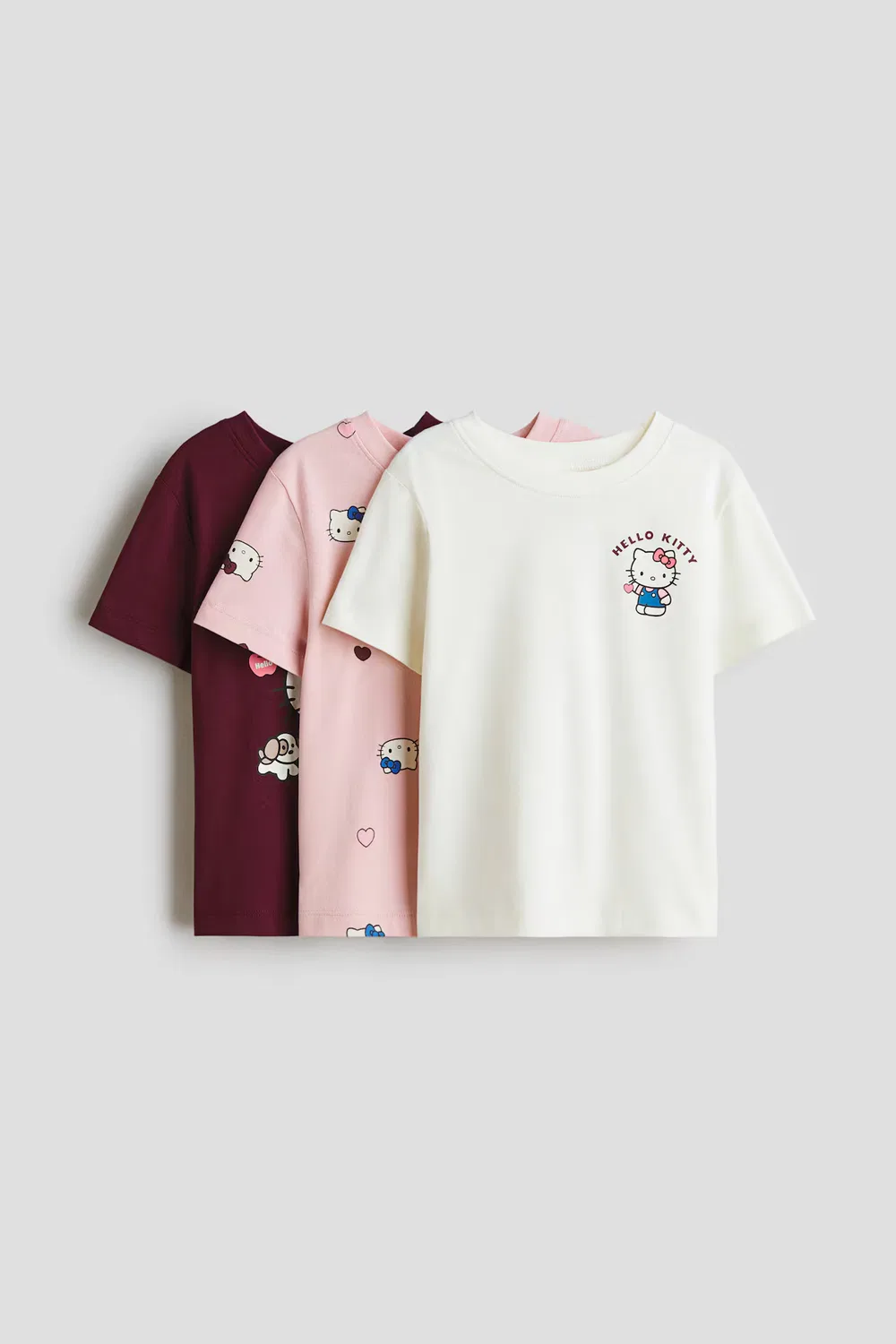Набор из 3 футболок с принтом H&M, Pflaumenlila/Hello Kitty