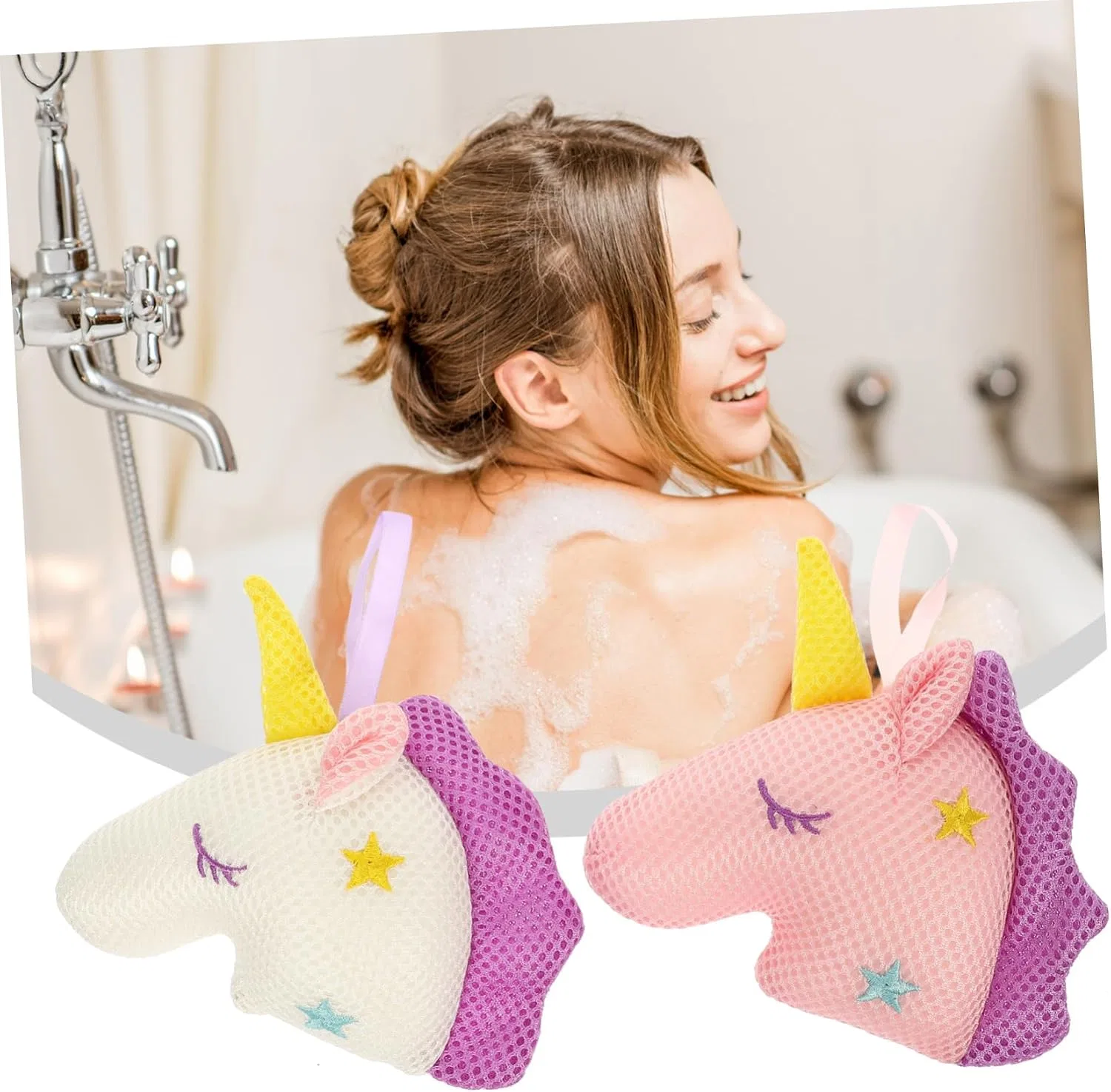 Набор мочалок Unicorn Bath Sponge, Healvian, 4 шт, 16x10x10 см — фото 3