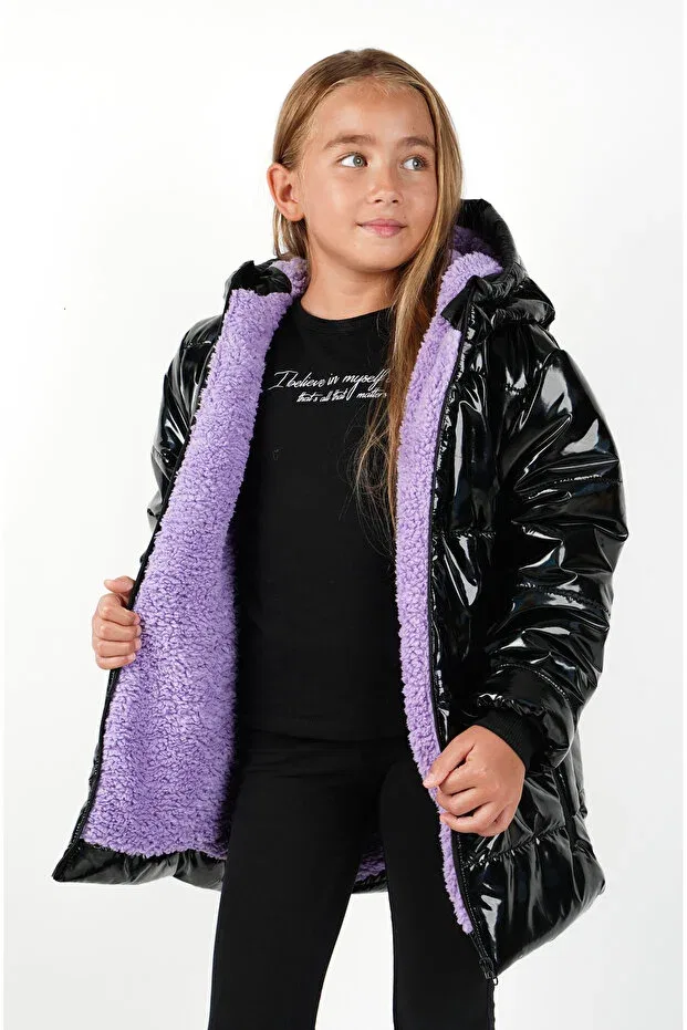 Детское пальто для девочек с капюшоном Dublino Kids, Black — фото 2