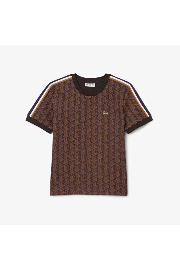 Женская футболка с принтом Slim Fit Lacoste, 9I4-Brown — фото 3
