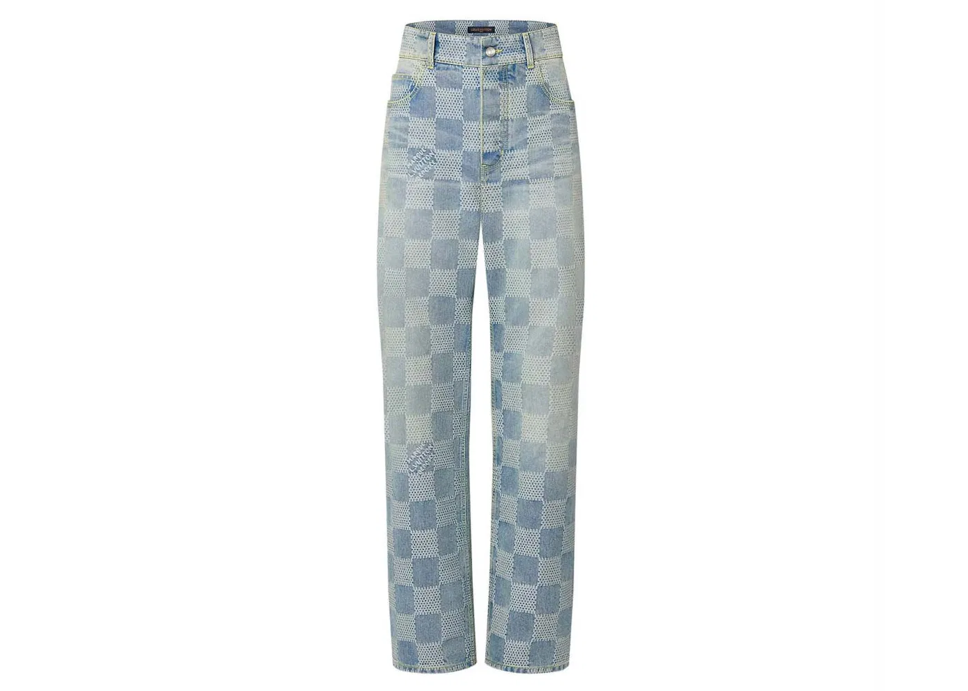 Мужские брюки с принтом Louis Vuitton Damier Denim Skate Pants, Indigo