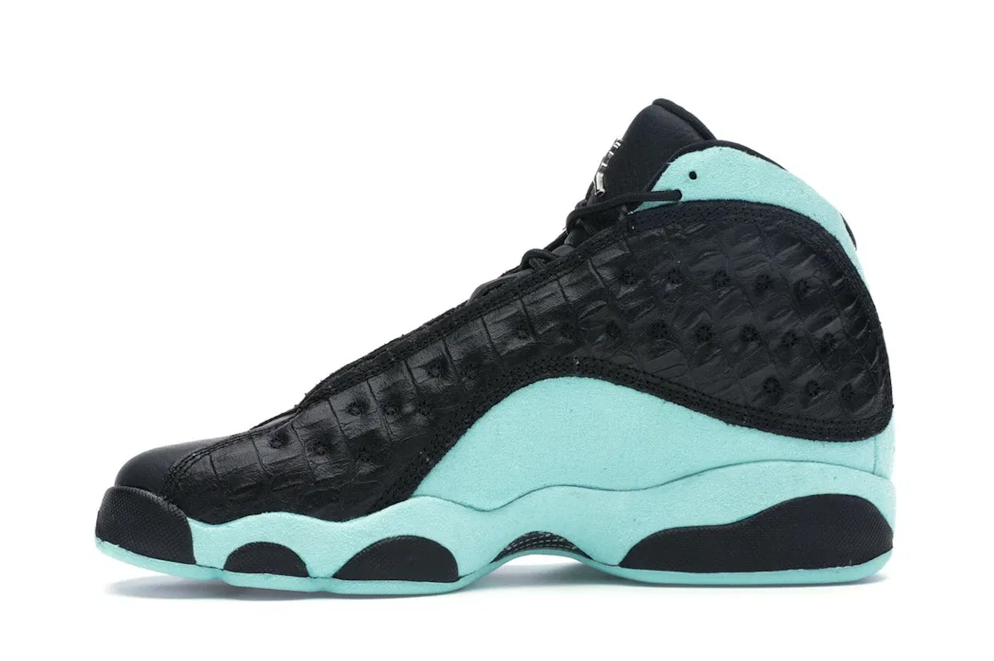 Детские кроссовки с высоким голенищем Jordan 13 Retro Jordan, Black/Metallic Silver-Island Green — фото 3