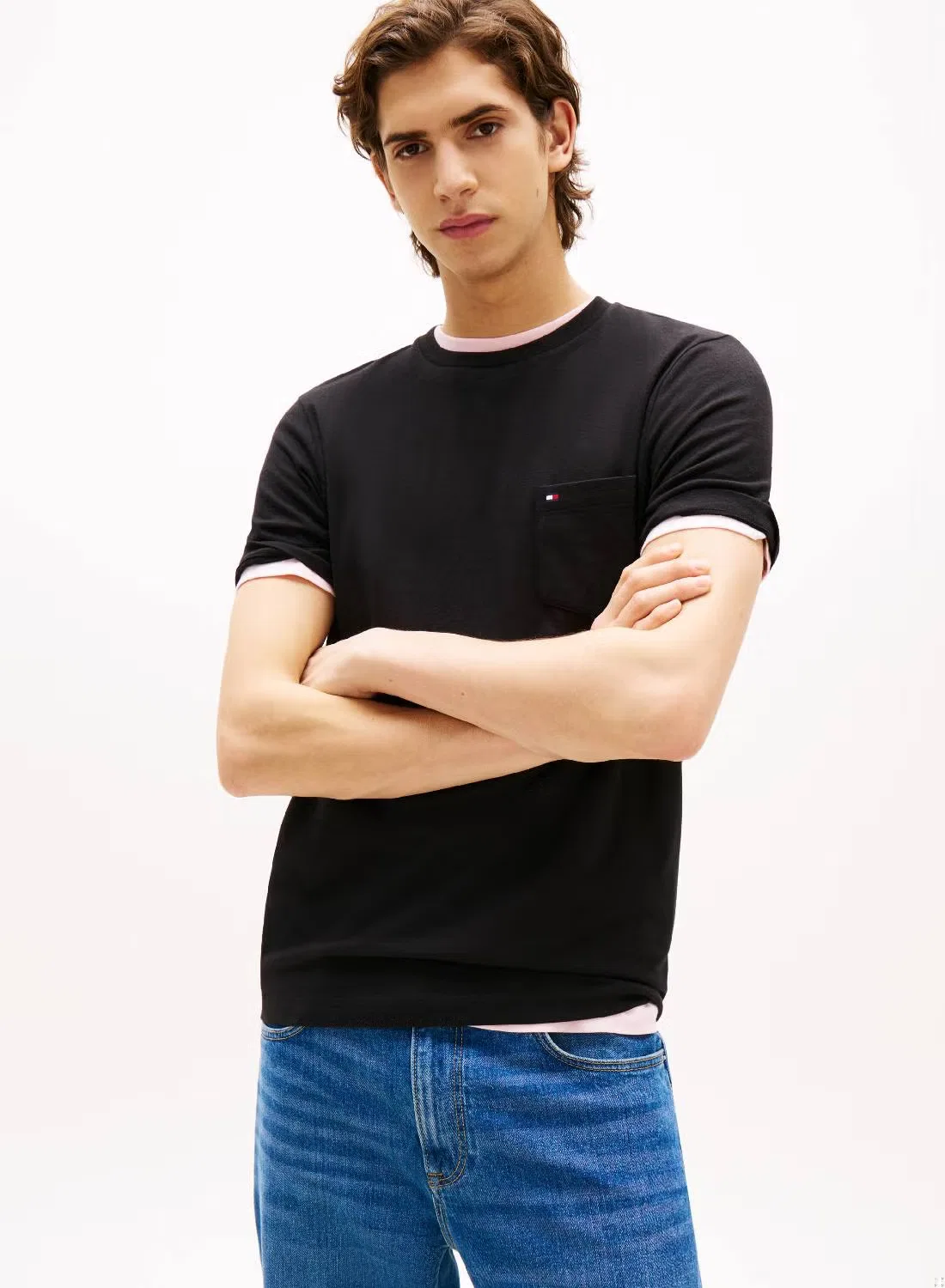 Футболка с накладным карманом Patch pocket crew neck Tommy Hilfiger, черный