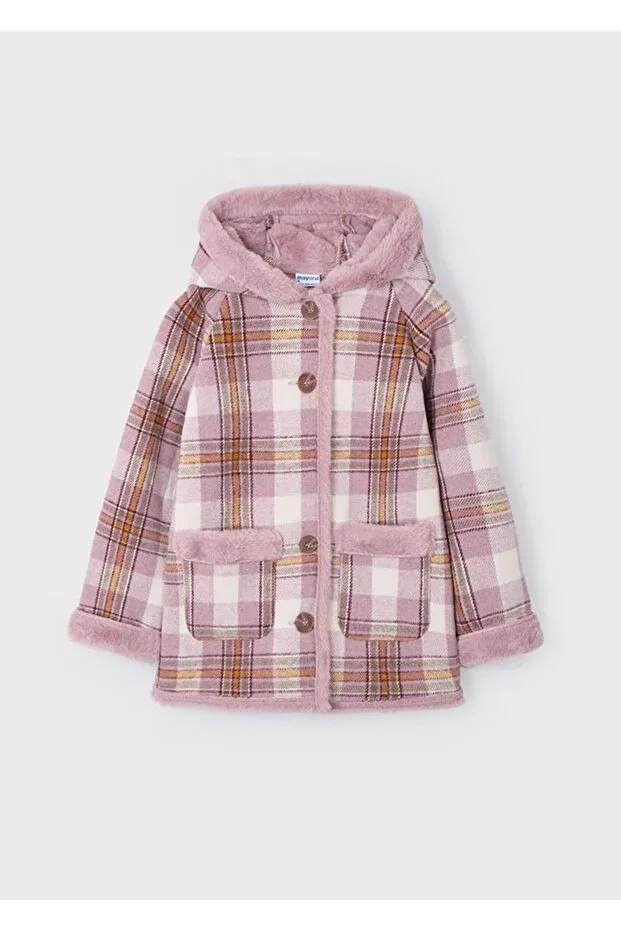 Детское пальто для девочек с принтом Plaid Girl's Cashmere Coat Mayoral, Pink