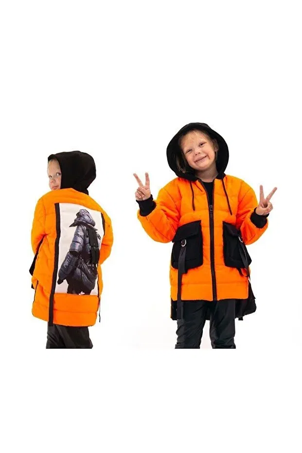 Детское пальто для девочек с принтом Mc Kids, Orange — фото 3
