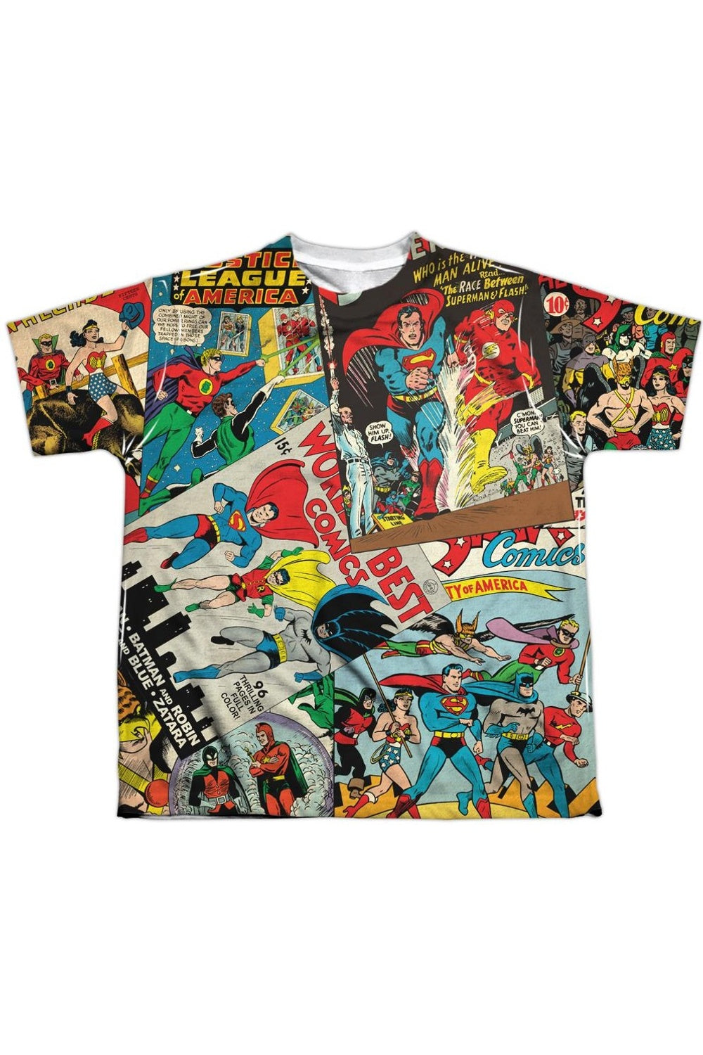 

Футболка с коротким рукавом для подростков с коллажем из классической Лиги Справедливости Америки Gildan, белый