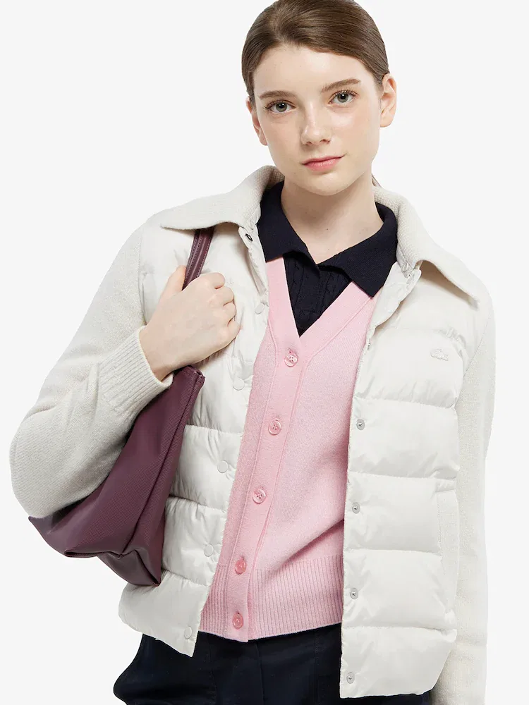 Кардиган LACOSTE Basic V-образный вырез, розовый — фото 2