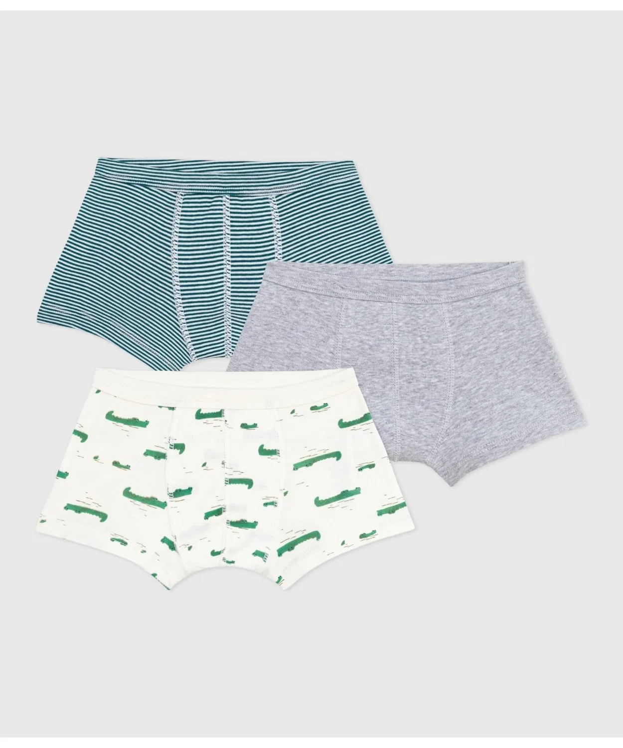 Детские трусы-боксеры 3 шт, с принтом, модель Milare Bordeaux PETIT BATEAU, Grey