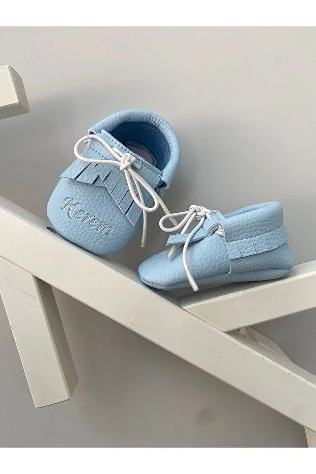 Детские мокасины для девочек из искусственной кожи Betülün Diktikleri, Blue — фото 2