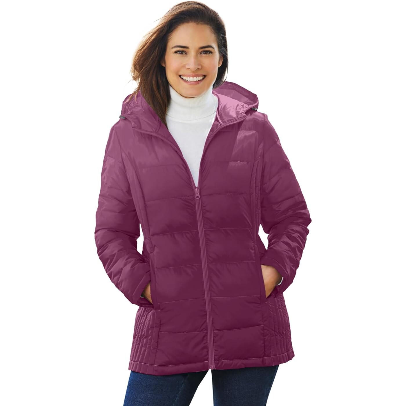 

Куртка Woman Within Women's Plus Size Packable, бордовый