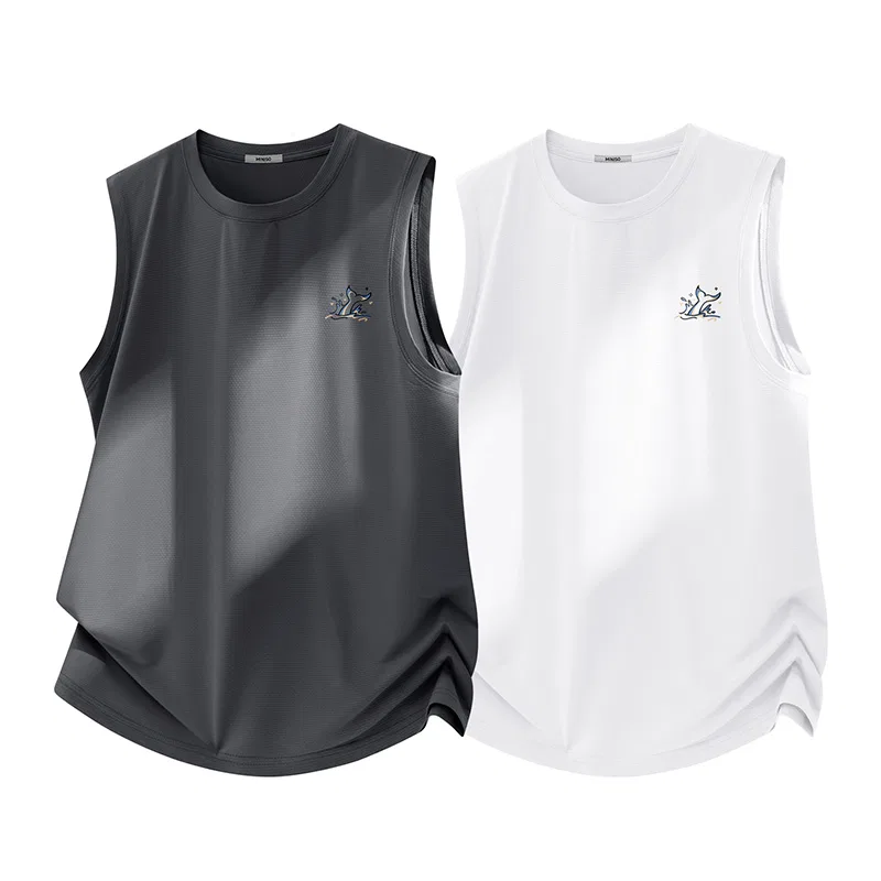 Детская майка без рукавов с круглым вырезом MINISO, Dark Gray+White