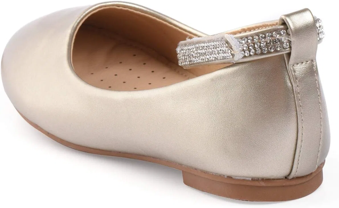 Детские туфли-балетки для девочек с ремешком на щиколотке Nova Utopia Nova Footwear, Gold — фото 4