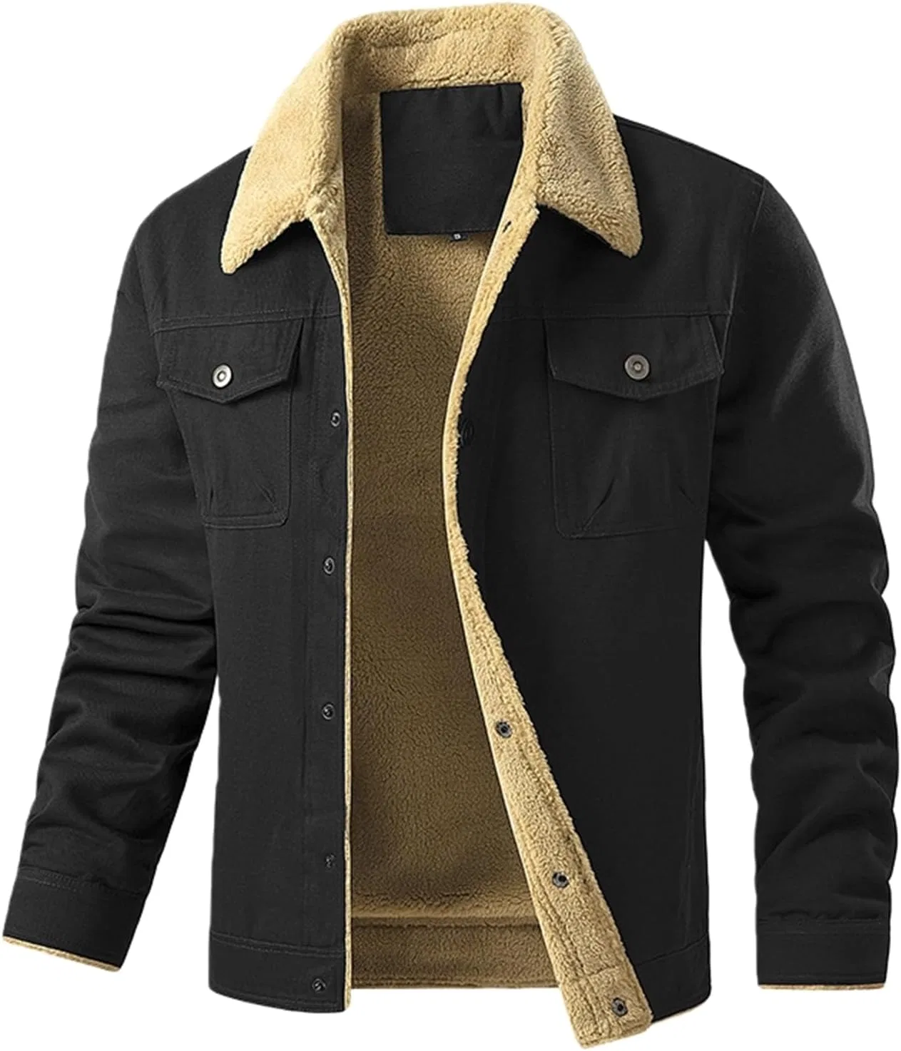 Мужское утепленное пальто с флисовой подкладкой, Vintage Coats, чёрный