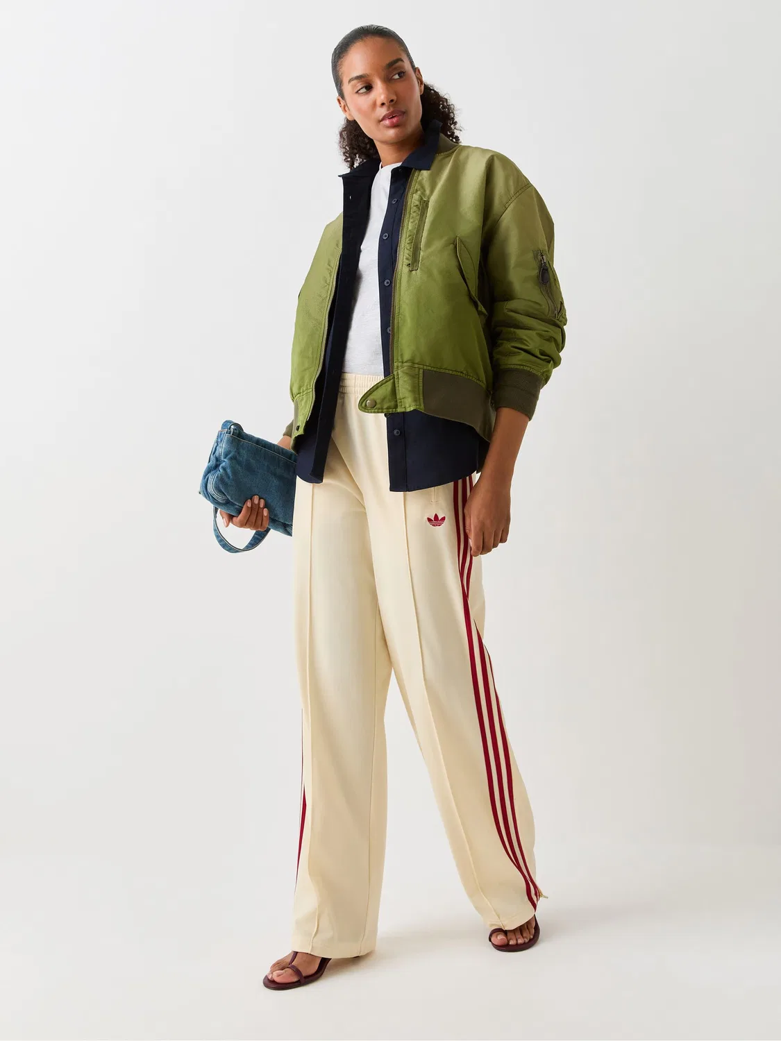 Брюки широкого кроя Firebird, adidas Originals, Off White — фото 2