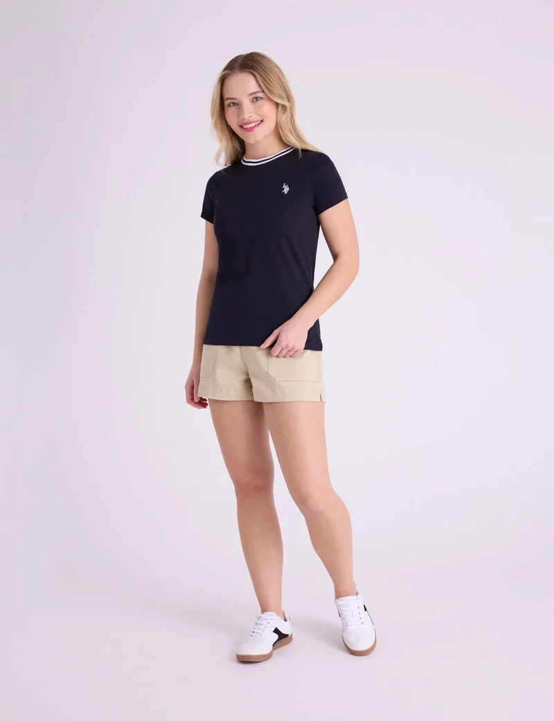 Женская футболка U.S. Polo Assn. Ringer Neck Trim , черный — фото 3