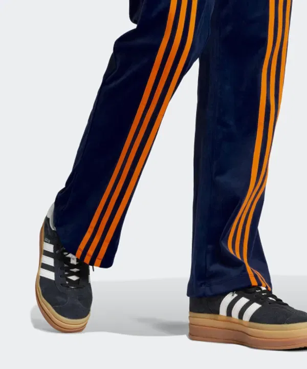 Тренировочные штаны из велюра, 70S, Adidas, темно-синий с оранжевым — фото 4