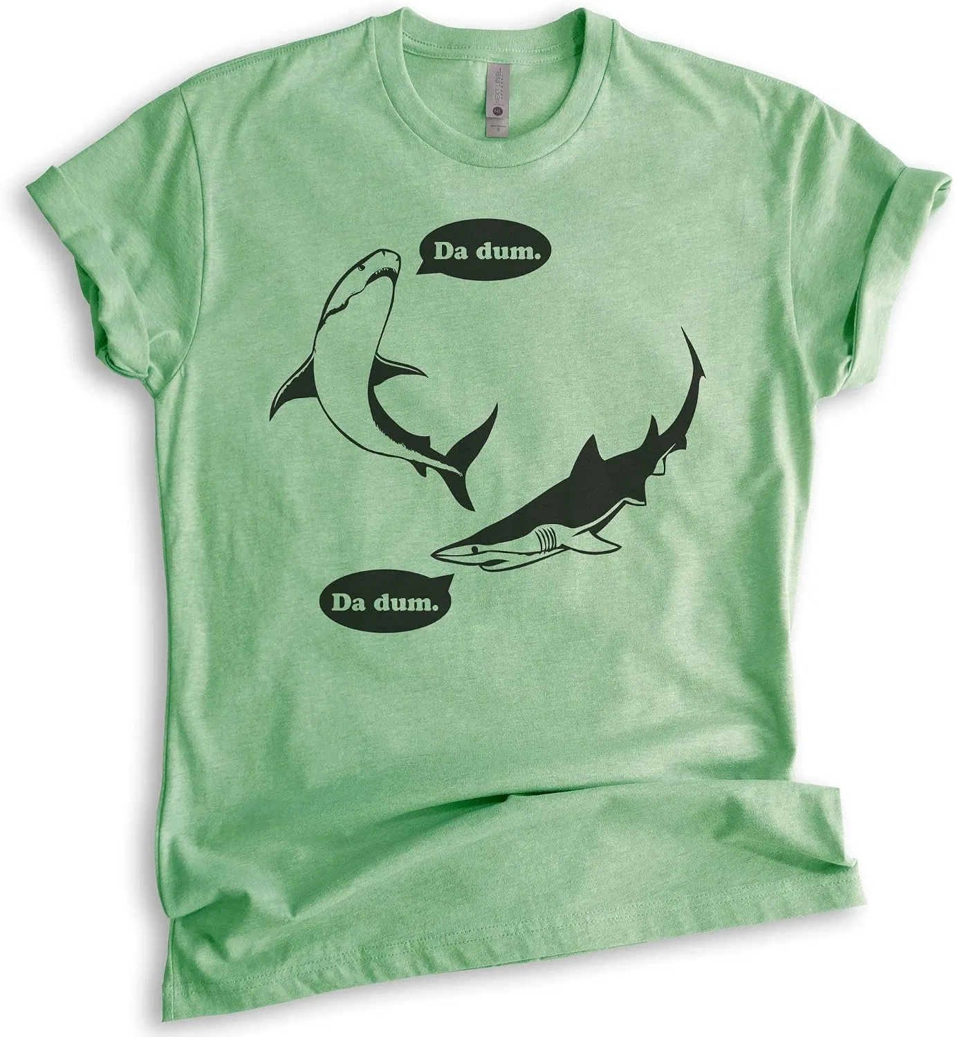 Женская футболка с принтом Da Dum Shark, Heather Apple Green