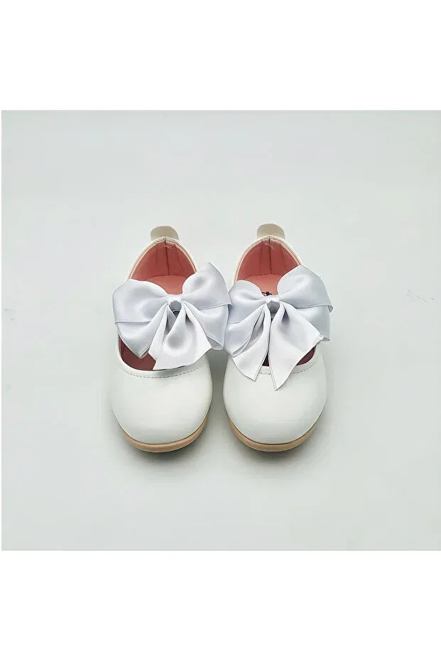 Детские балетки для девочек с большим бантом Arçın Shoes, White — фото 4