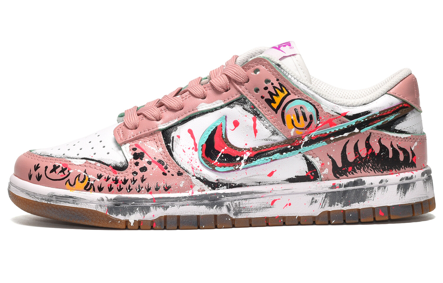 

Кроссовки Nike Dunk Skateboard Shoes Women's Low-Top White Pink Brown