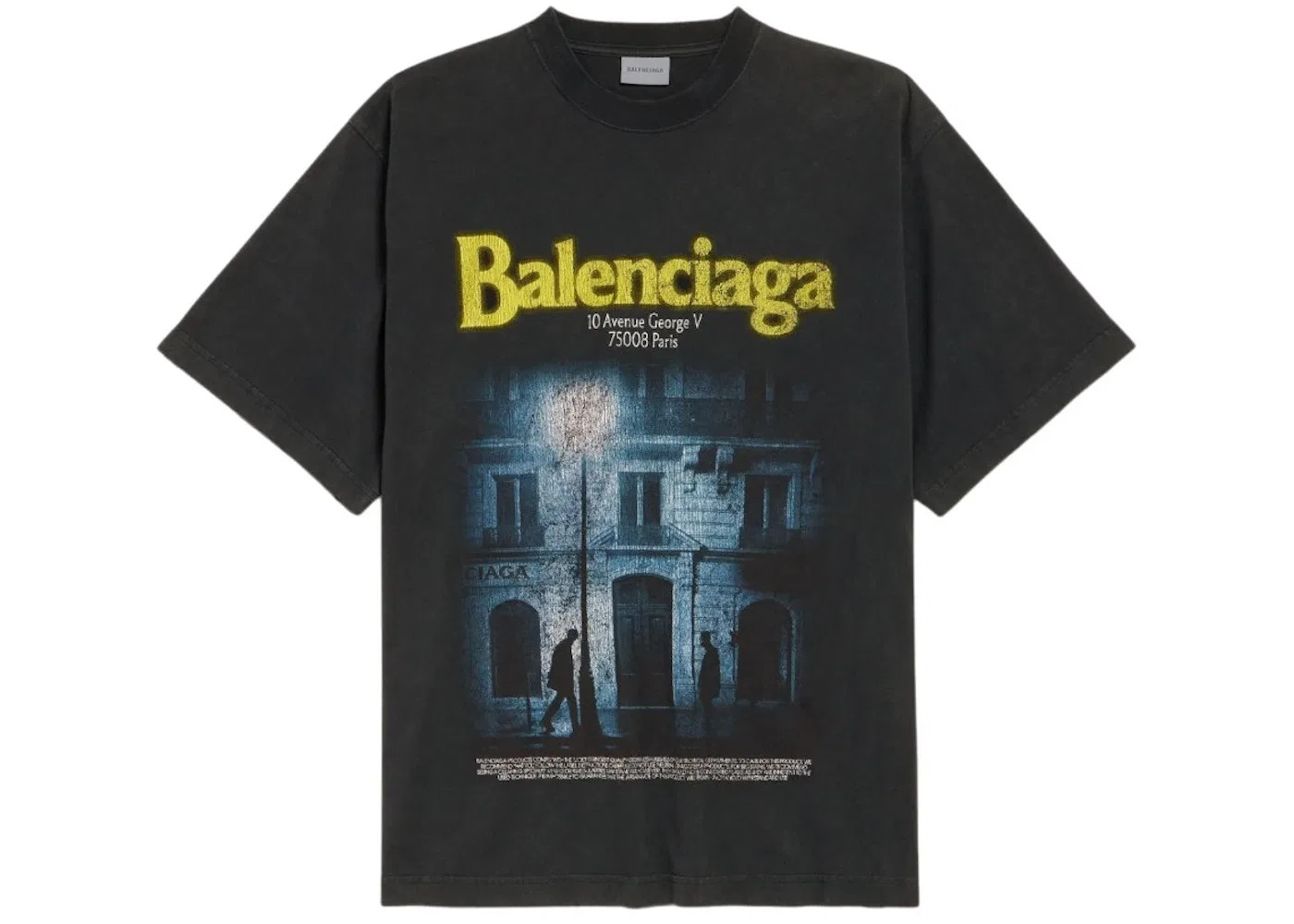 Мужская футболка состаренная Balenciaga T-shirt, Faded Washed Black