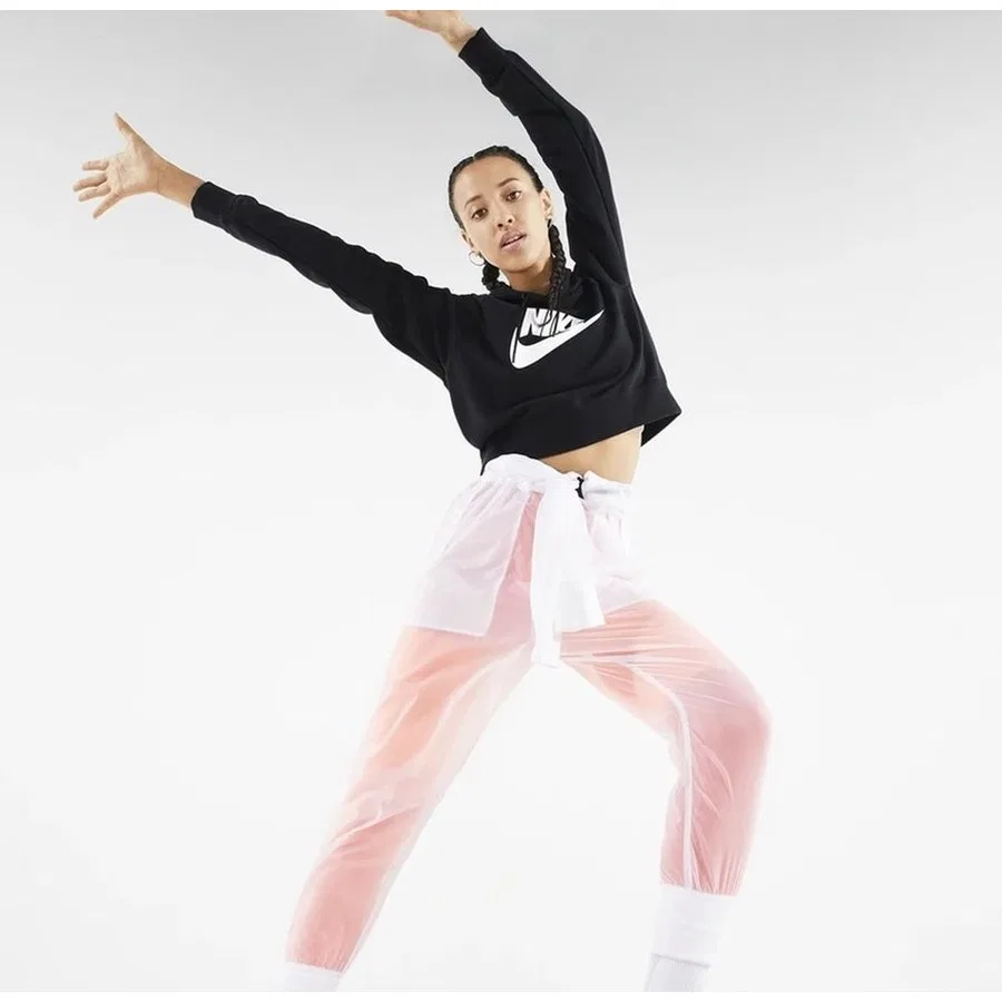 Женский укороченный худи из флиса с капюшоном Nsw Essntl Flc Gx Crop Hdy Nike, Черный