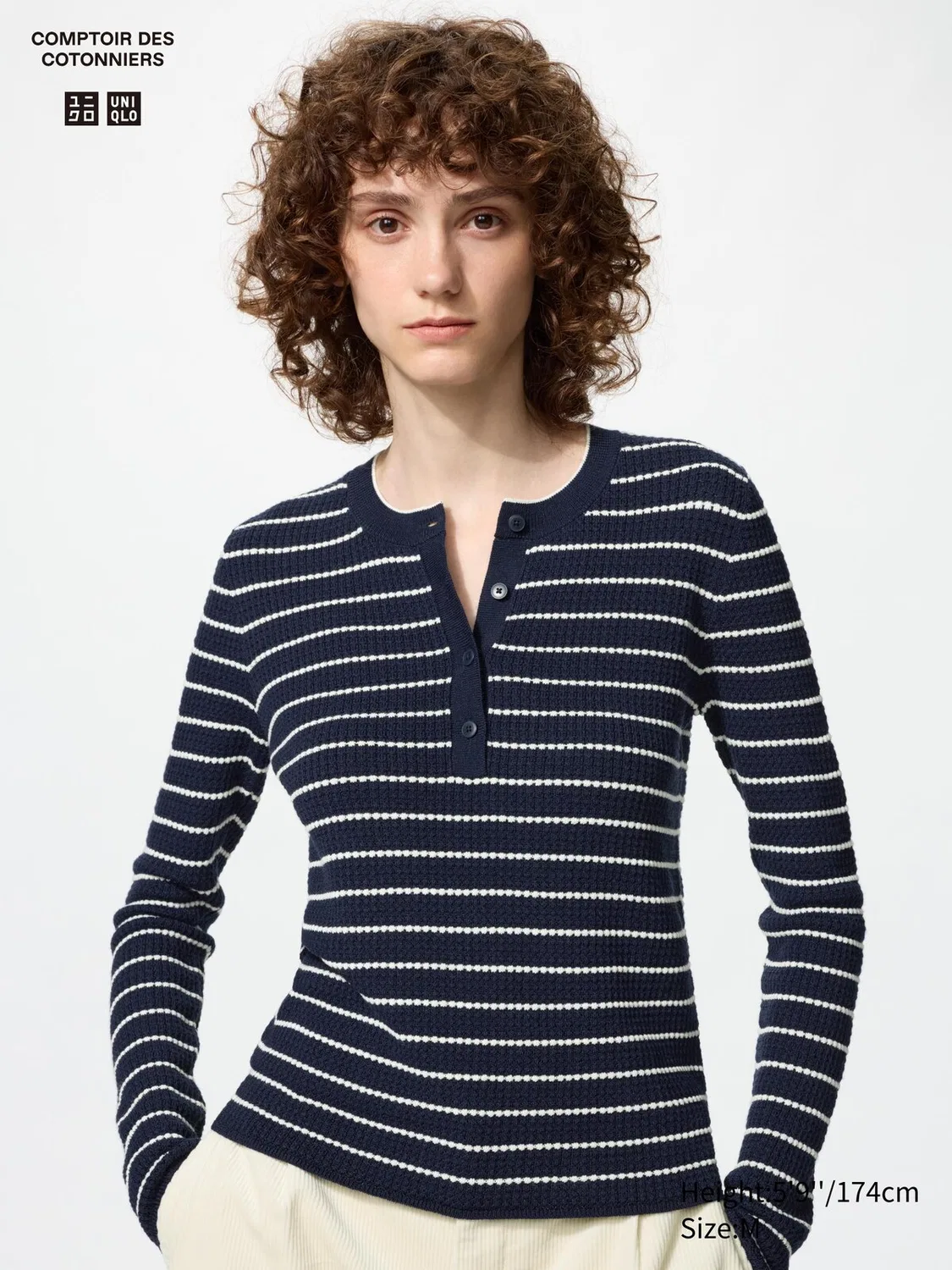 Свитер-поло Uniqlo, темно-синий