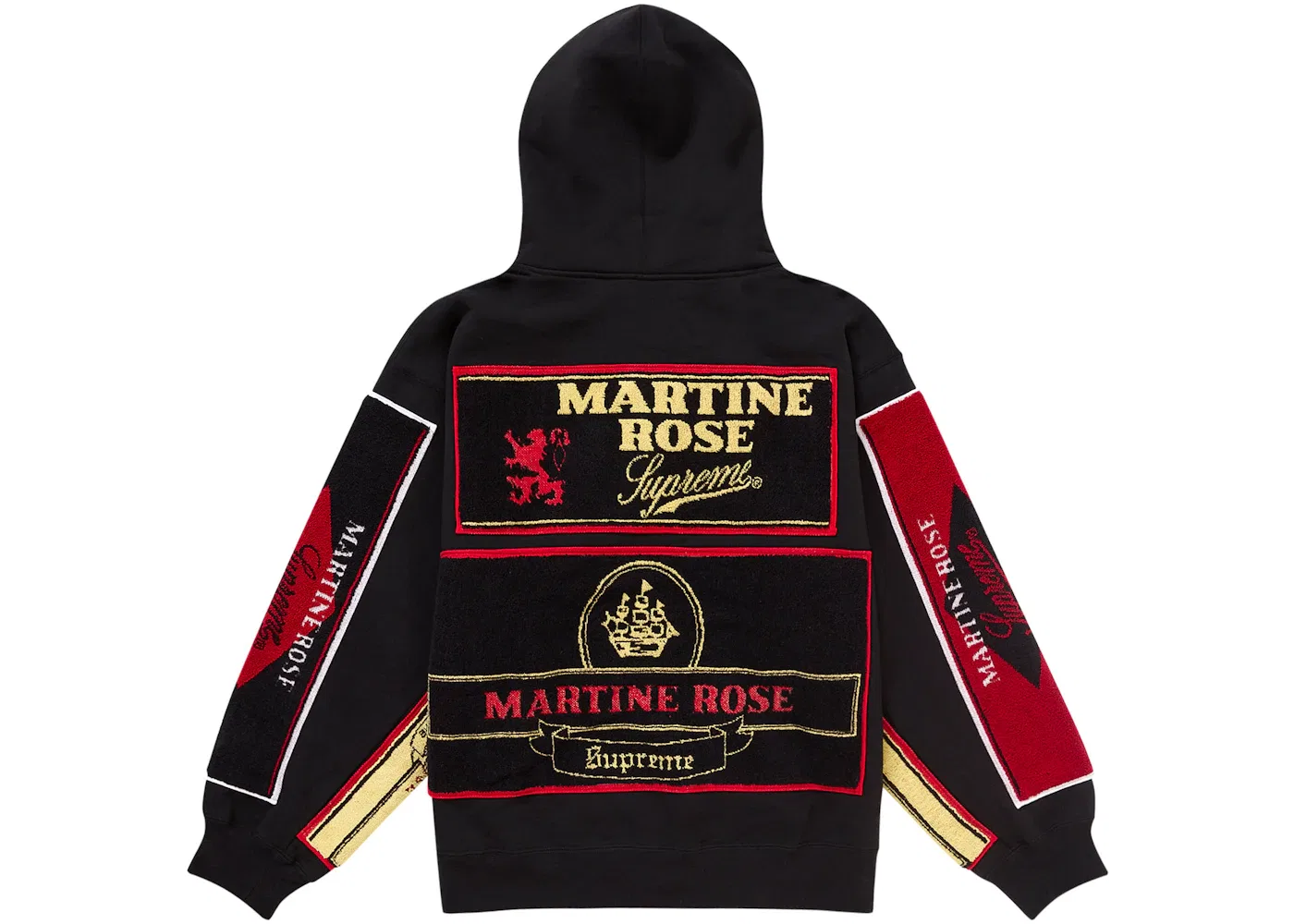 Мужской худи с полным замком с эффектом полотенца Martine Rose Towel Zip Up Hooded Sweatshirt Supreme, Black
