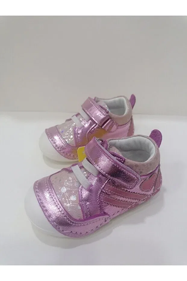 Детские туфли для девочек кожаные с принтом Özgür Kids, Pink