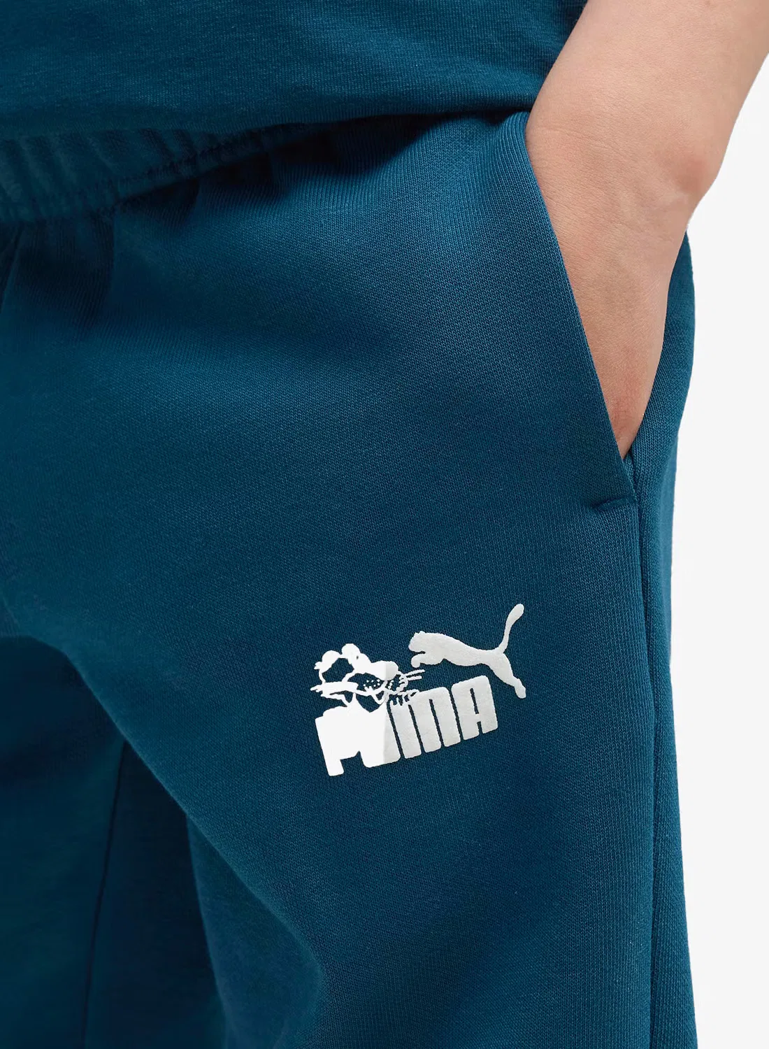 Спортивные штаны детские с начесом Puma, темно-синий — фото 3
