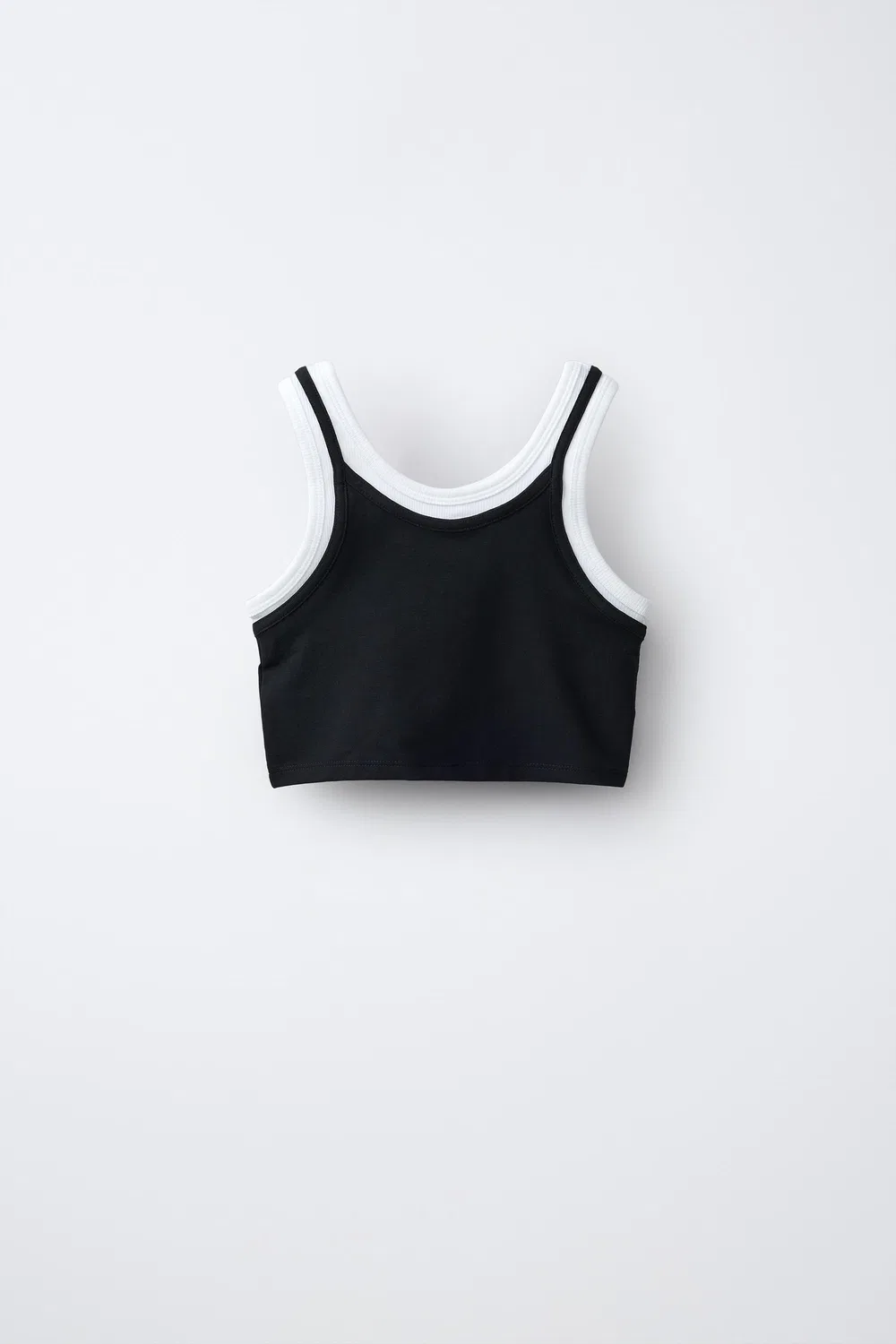 Контрастный двухслойный топ ZARA, Black